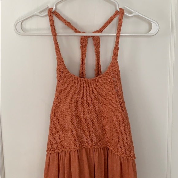 Small Orange Knit & Flowy Free People Halter Top - Picture 7 of 8